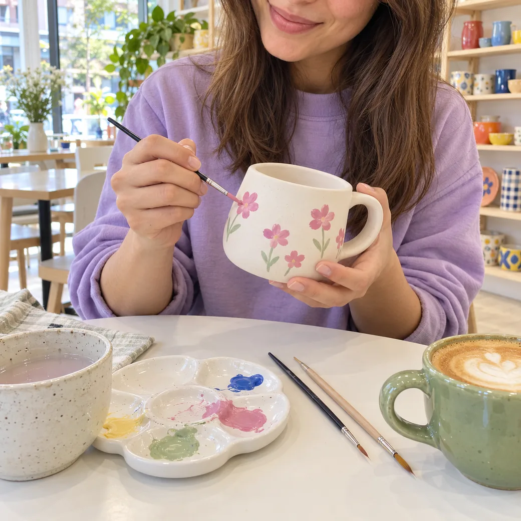 Peinture sur céramique dans un café céramique
